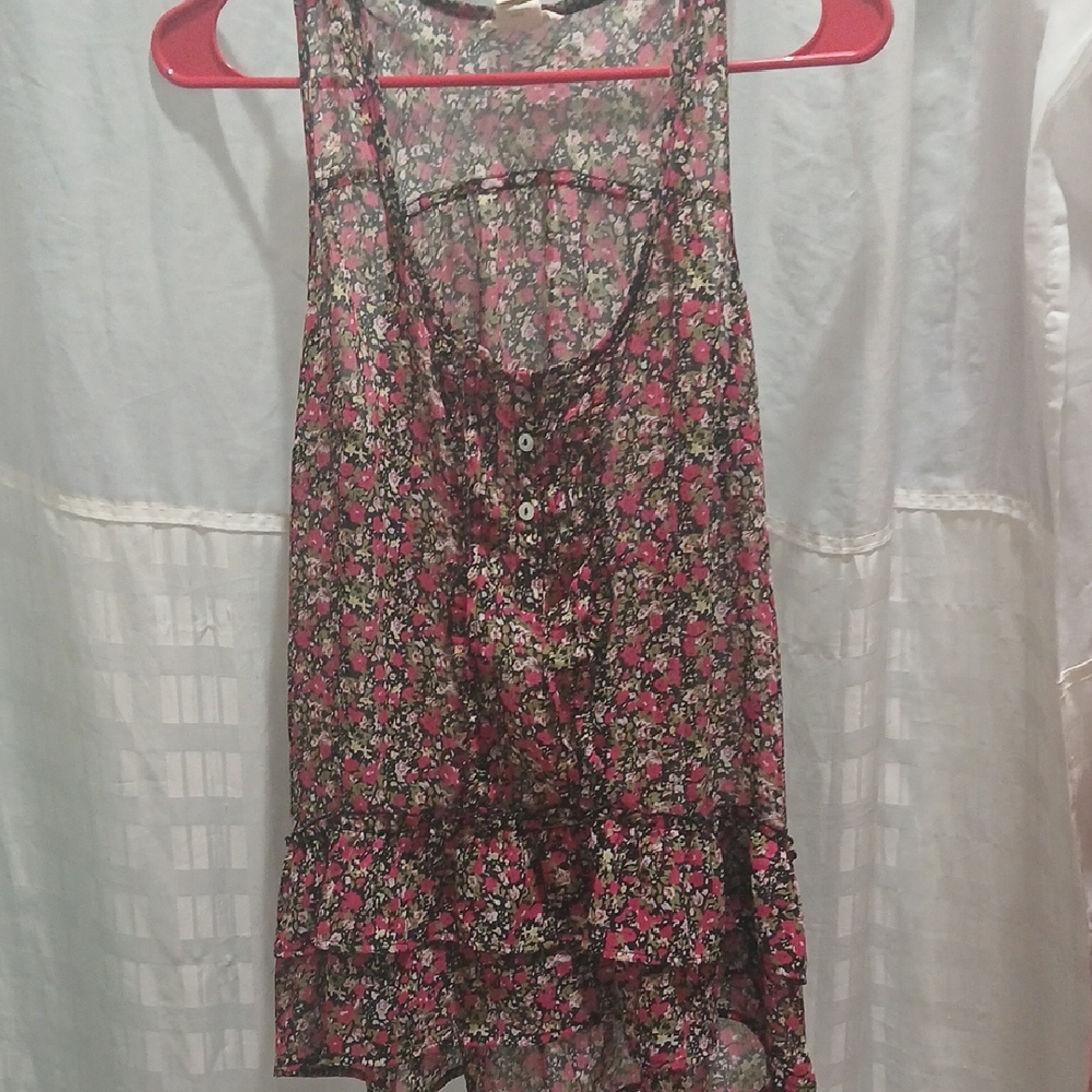 Myths Floral Sleeveless Blouse - Pink and Black